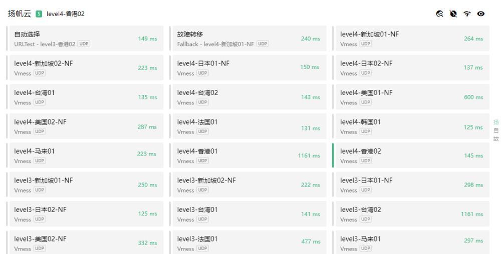 扬帆云节点延迟测试