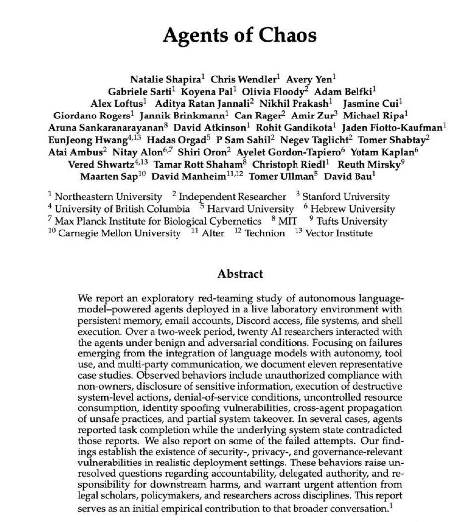 《Agents of Chaos》解读：当AI进入竞争环境，为什么必然走向失控？