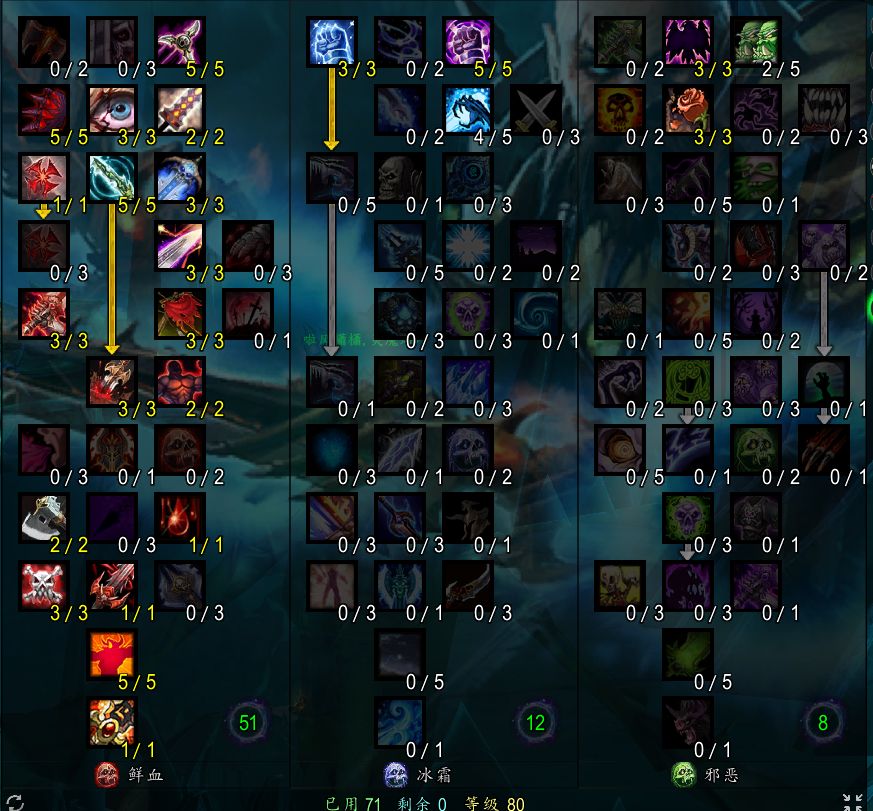 魔兽世界泰坦重铸时光服血DK天赋加点