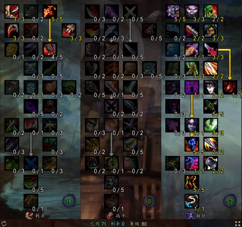 魔兽世界泰坦重铸时光服敏锐贼80级PVP天赋加点