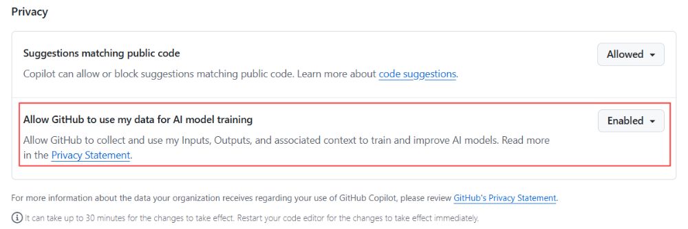 GitHub Copilot新规:2026年起默认用你的代码和对话训练AI,开发者该如何应对? GitHub Copilot新规:2026年起默认用你的代码和对话训练AI,开发者该如何应对?