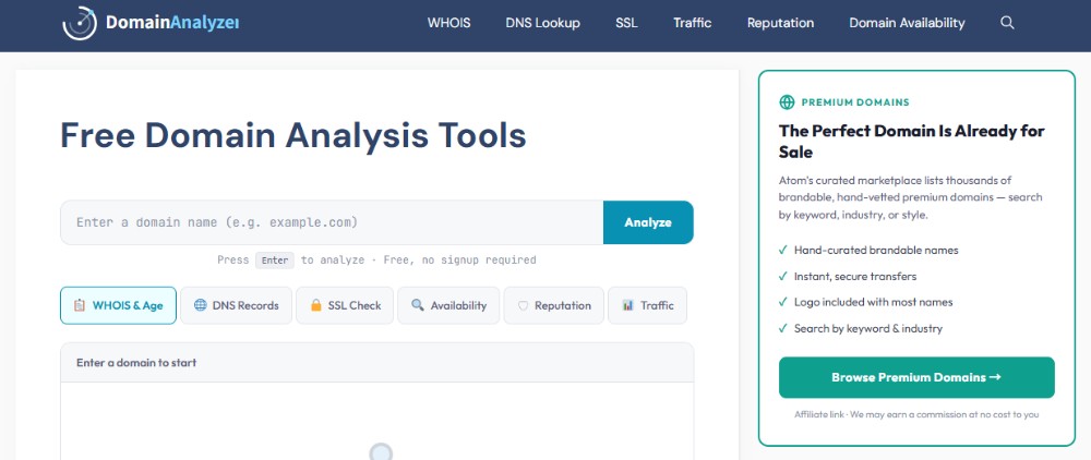 域名综合分析工具DomainAnalyzer.com